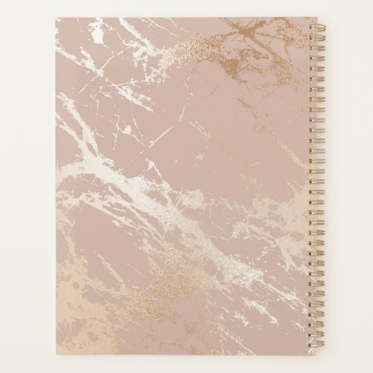 Modern Blush Pink Marmor White Monogram Custom Planer (Rückseite)