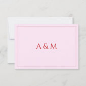 Modern blush pink minimalist wedding RSVP karte (Rückseite)