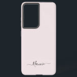 Modern Blush Pink mit Script-Individuelle Name Samsung Galaxy Hülle<br><div class="desc">Ein schlichtes, stylisches individuelle Name-Typografie-Design in einem lässigen Skript-Schriftart in schwarz auf pastellfarbenem Rosa. Das perfekte Element für den trendigen Minimalisten. Ein auf Trend maßgeschneidertes Geschenk oder Accessoire für jeden Anlass. Debra Valencia, eine visionäre Oberflächenmuster-Künstlerin, Produktdesignerin und Unternehmerin mit Leidenschaft für Weltreisen, Handwerkstraditionen, Pop-Kunst und Mode-Trend, hat ihren eigenen Stil...</div>