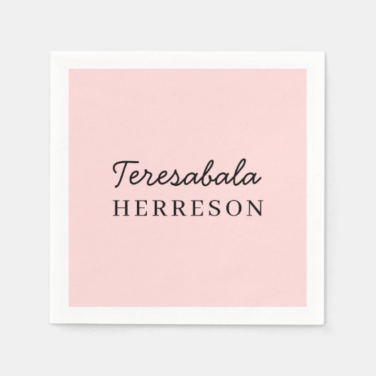 Modern Blush Pink Monogram Design Serviette (Vorderseite)