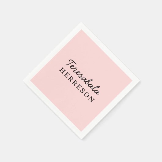 Modern Blush Pink Monogram Design Serviette (Ecke)