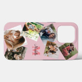 Modern Blush Pink Monogram Multi-Foto Case-Mate iPhone Hülle (Rückseite (Horizontal))