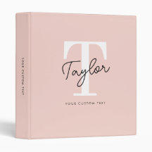Modern Blush Pink Monogram Name Feminine Script