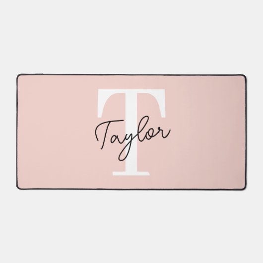 Modern Blush Pink Monogram Name Feminine Script Schreibtischunterlage (Vorderseite)