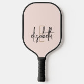 Modern Blush Pink Monogram Pickleball Schläger (Rückseite)