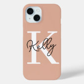 Modern Blush Pink Monogram Script Case-Mate iPhone Hülle (Rückseite)