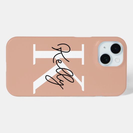 Modern Blush Pink Monogram Script Case-Mate iPhone Hülle (Rückseite (Horizontal))