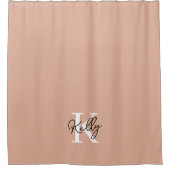 Modern Blush Pink Monogram Script Duschvorhang (Vorderseite)