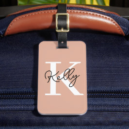Modern Blush Pink Monogram Script Gepäckanhänger