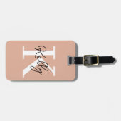 Modern Blush Pink Monogram Script Gepäckanhänger (Vorderseite horizontal)