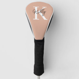 Modern Blush Pink Monogram Script Golf Headcover