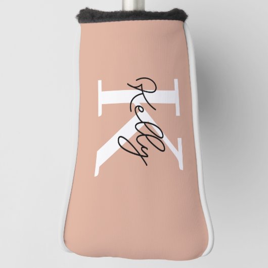 Modern Blush Pink Monogram Script Golf Headcover (Rotieren 90)