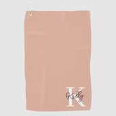Modern Blush Pink Monogram Script Golfhandtuch (Vorderseite)