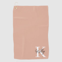 Modern Blush Pink Monogram Script Golfhandtuch