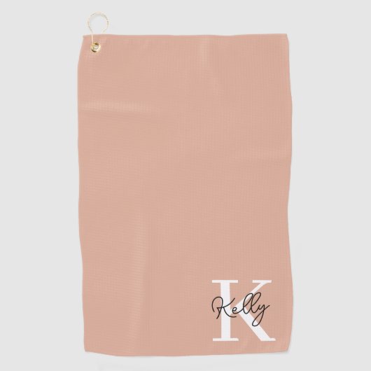 Modern Blush Pink Monogram Script Golfhandtuch (Vorderseite)