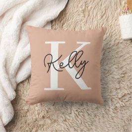 Modern Blush Pink Monogram Script Kissen