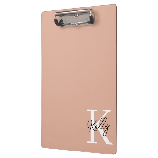 Modern Blush Pink Monogram Script Klemmbrett (Links)