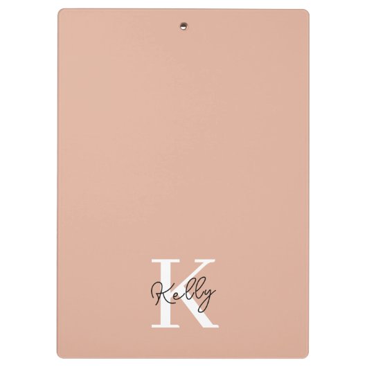 Modern Blush Pink Monogram Script Klemmbrett (Rückseite)