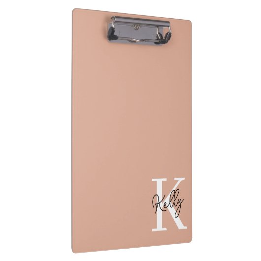 Modern Blush Pink Monogram Script Klemmbrett (Rechts)