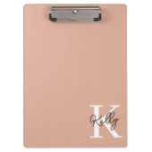 Modern Blush Pink Monogram Script Klemmbrett (Vorderseite)