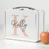 Modern Blush Pink Monogram Script Metall Brotdose (Beispiel)