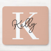 Modern Blush Pink Monogram Script Mousepad (Vorne)