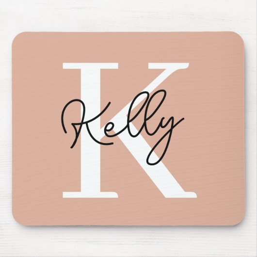 Modern Blush Pink Monogram Script Mousepad (Vorne)