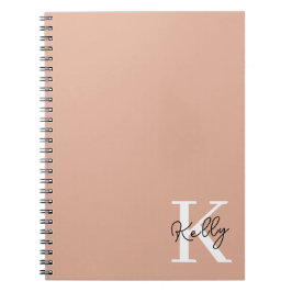 Modern Blush Pink Monogram Script Notizblock