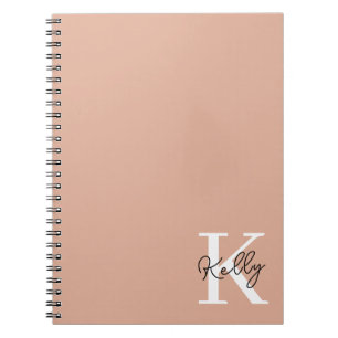Modern Blush Pink Monogram Script Notizblock