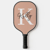 Modern Blush Pink Monogram Script Pickleball Schläger (Vorderseite)