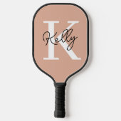 Modern Blush Pink Monogram Script Pickleball Schläger (Rückseite)