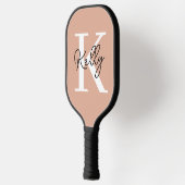Modern Blush Pink Monogram Script Pickleball Schläger (Links)