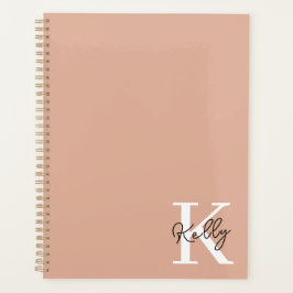 Modern Blush Pink Monogram Script Planer