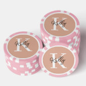 Modern Blush Pink Monogram Script Pokerchips (Stapel)
