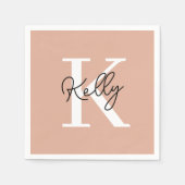 Modern Blush Pink Monogram Script Serviette (Vorderseite)