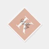 Modern Blush Pink Monogram Script Serviette (Ecke)