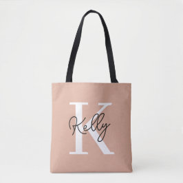 Modern Blush Pink Monogram Script Tasche