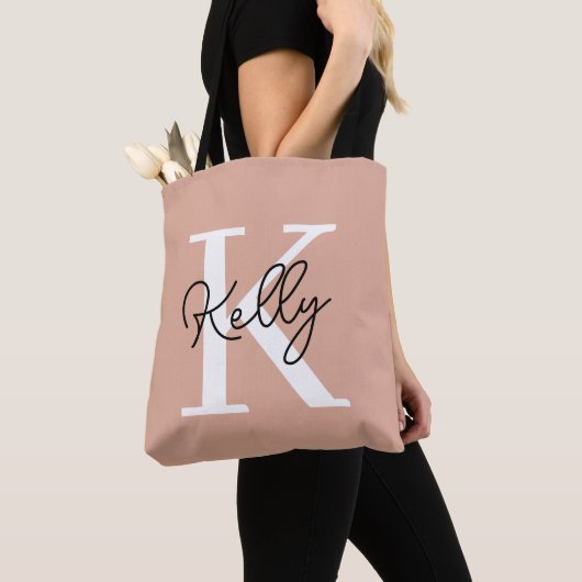 Modern Blush Pink Monogram Script Tasche (Von Nahem)