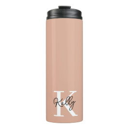 Modern Blush Pink Monogram Script Thermosbecher