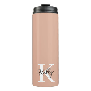 Modern Blush Pink Monogram Script Thermosbecher