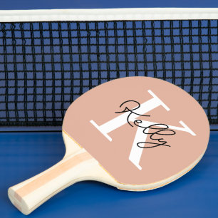 Modern Blush Pink Monogram Script Tischtennis Schläger