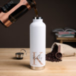 Modern Blush Pink Monogram Script Trinkflasche<br><div class="desc">Modern Blush Pink Monogram Script mit Ihrem Initial und Namen anpassen</div>