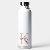 Modern Blush Pink Monogram Script Trinkflasche (links)