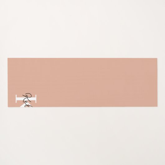 Modern Blush Pink Monogram Script Yogamatte (Rückseite (Horizontal))