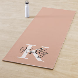 Modern Blush Pink Monogram Script Yogamatte