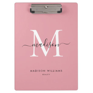 Modern Blush Pink Monogram Stilvoller Name Klemmbrett