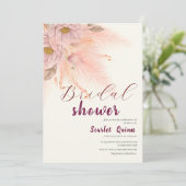 Modern blush pink pampas grass bridal shower einladung (Stehend Vorderseite)
