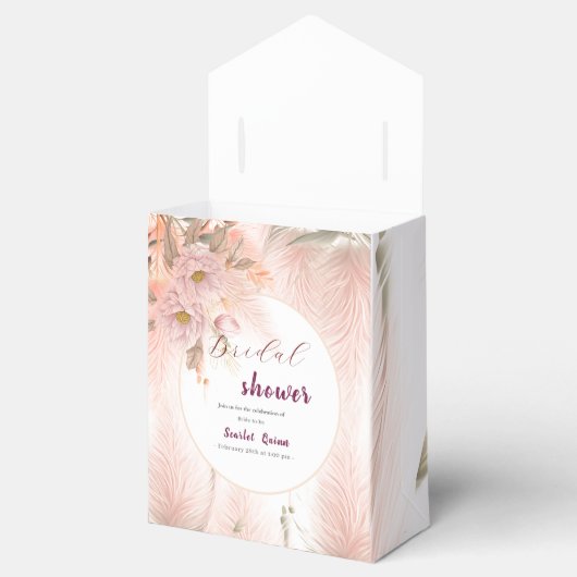 Modern blush pink pampas grass bridal shower geschenkschachtel (Geöffnet)