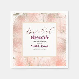 Modern blush pink pampas grass bridal shower serviette