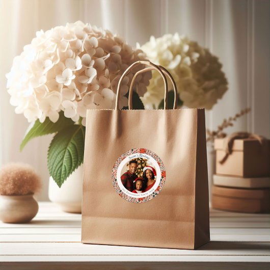 Modern Blush Pink Poinsettia Flowers Christmas Runder Aufkleber